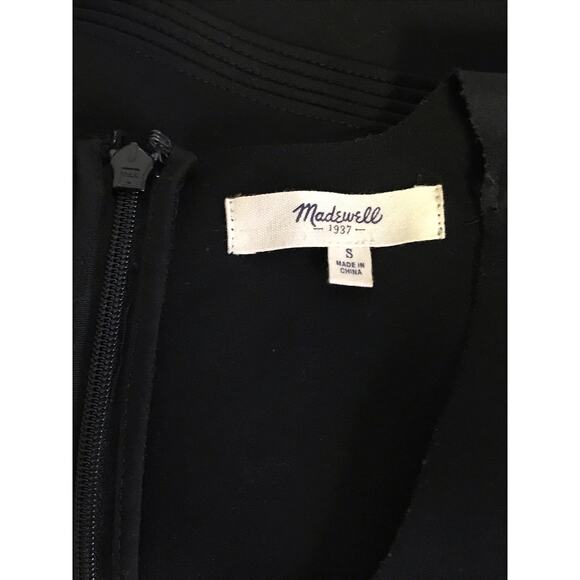 Madewell Black Stretch Knit Sleeveless Raw Edge A-Line Mini Dress Size S - Picture 8 of 10